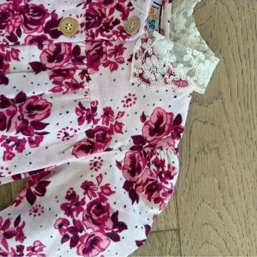 Vintage Jet Set Girls Floral One Piece Pink Size 9 Months - Picture 2 of 5